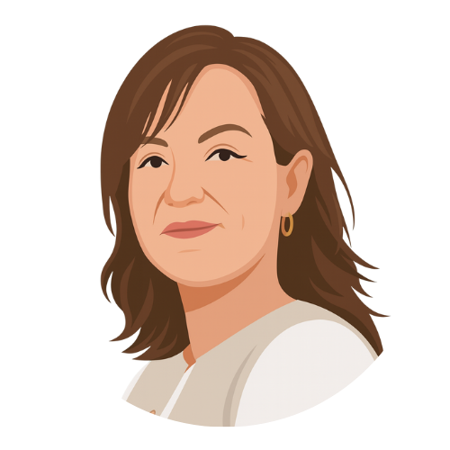 Illustrated avatar of Sophia Bridge, Sundowns' Safeguarding Lead, with shoulder-length brown hair and wearing a cream top.